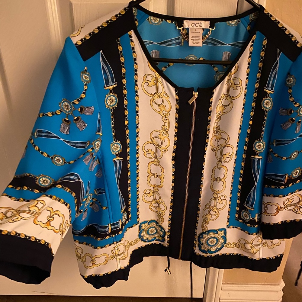 Cache Baroque print light zipper jacket